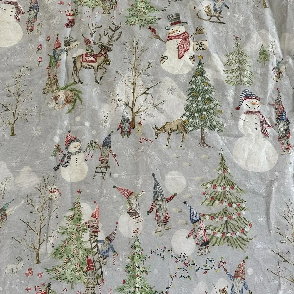 Pottery Barn SNOW DAY GNOME QUEEN / Full Duvet Cover CHRISTMAS SNOWMAN